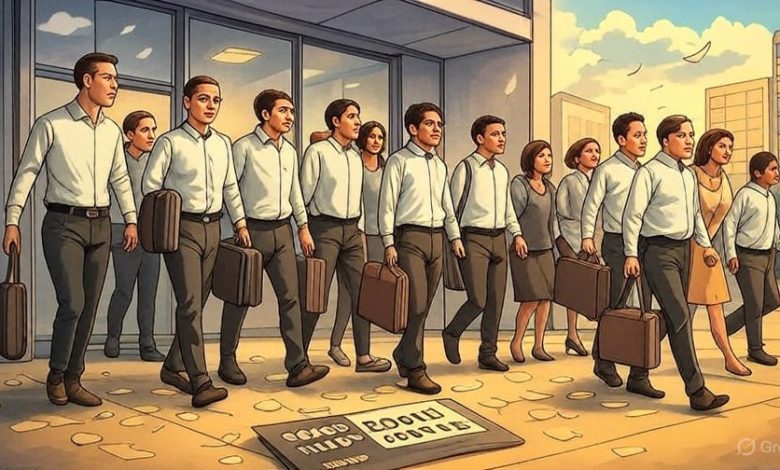 Layoff trends showing number of jobs lost in 2025 by month