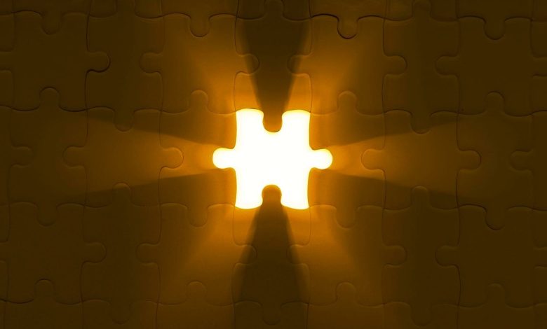 A puzzle piece fitting perfectly into a missing spot, symbolizing filling content gaps in blogs.