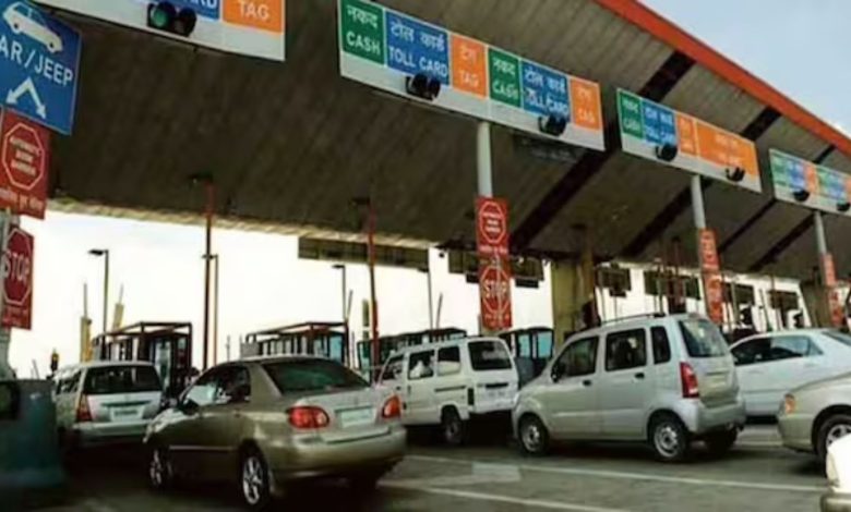 Car using FASTag toll pass for annual highway travel