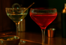 Interior of Delhi’s Lair speakeasy bar with moody lighting”