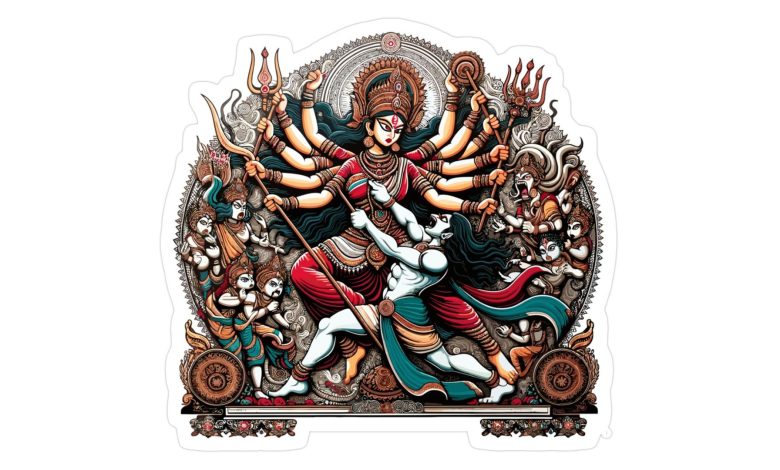 दुर्गा माता द्वारा महिषासुर वध की प्रतिमा